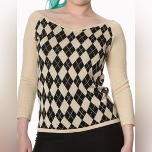 NWOT Banned Retro Off Shoulder Argyle